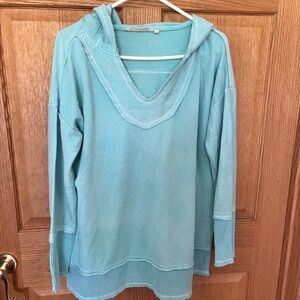 Soft Surroundings Aqua Hoodie Sweatshirt